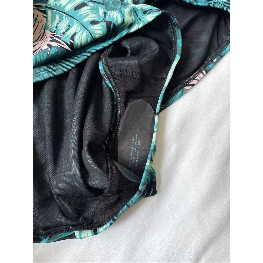 Cacique‎ Bikini Swim Size 20 Green Palm Tropical Print - NWT- High-waist
